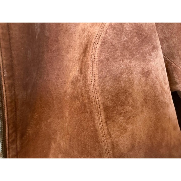 Liz Claiborne‎ rust brown suede jacket early 2000s / Y2K Paisley lining size 16 - Picture 5 of 8